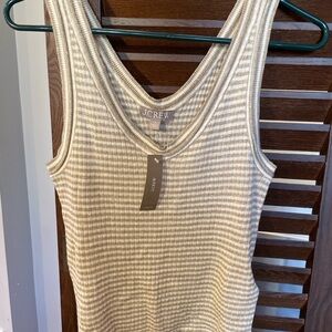 J.Crew Ribbed Knit Tank Top Striped Neutral Sleeveless NWT Size S